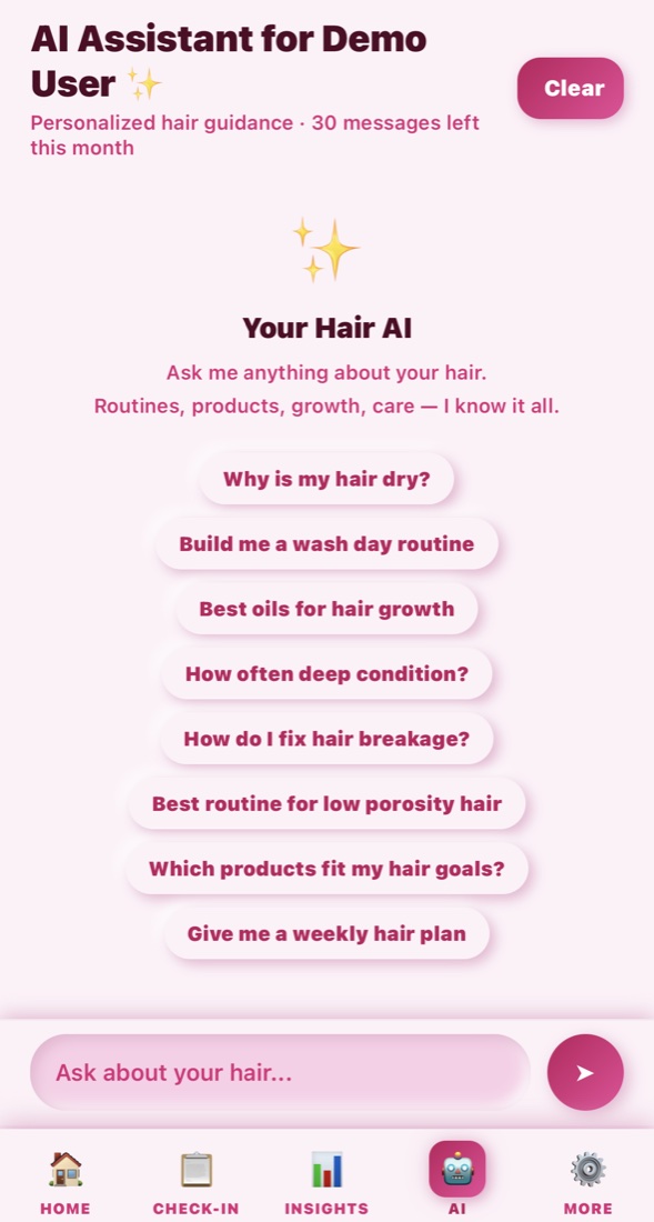 Blush Pink AI Assistant screen